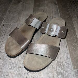NAOT Metallic Silver Slide Sandals